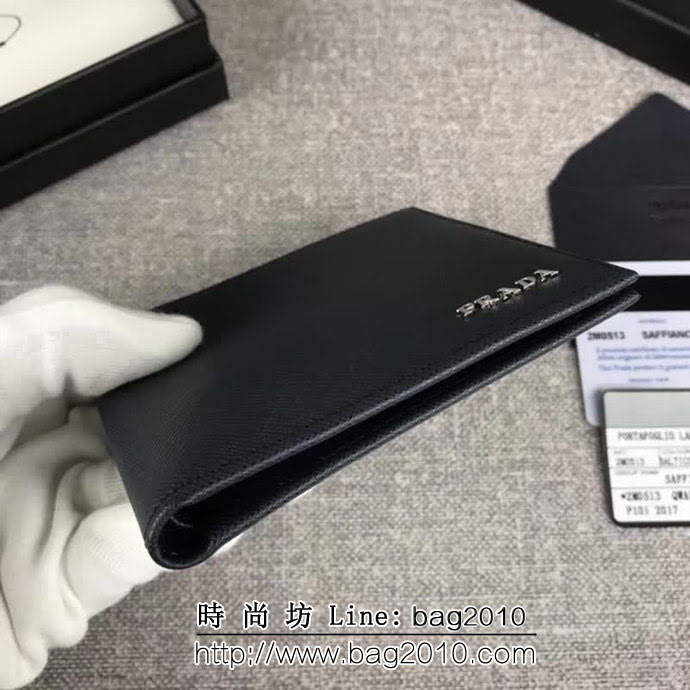 PRADA普拉達 官網同步 經典爆款 頂級原單十字紋牛皮 男士短款錢夾 2M0513 DD1780